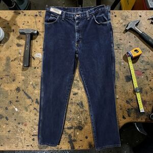 UniFirst Uniform Workwear Carpenter Jeans Mens 36x34 Blue Cotton Straight Leg